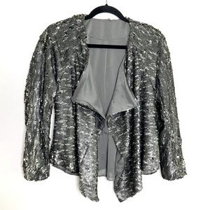 FREE PEOPLE Drippy Sequin Gray Jacket Blazer size XS